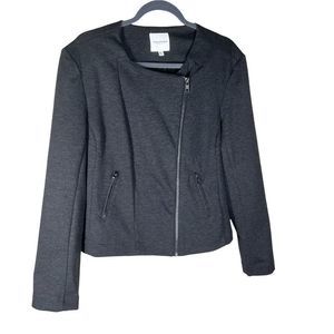 CATHERINE Malandrino Runway Style Womens Sz 2XL Charcoal Jacket ZIP Front